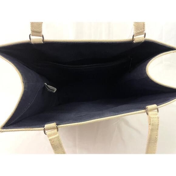 VTG Kate Spade Tote Bag Beige Pink Canvas Handbag Solid Stripe - Picture 9 of 16